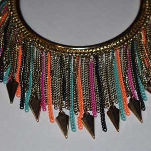 Statement gold fringe necklace with arrows